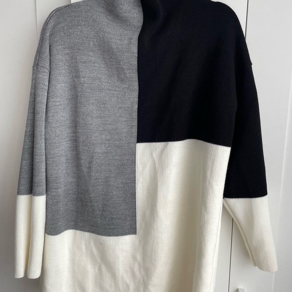 Color Block Sweater in Black, Gray, and White